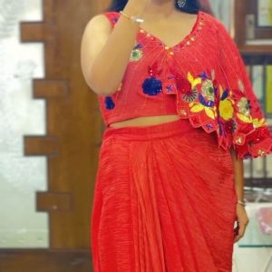 Draped skirt & crop top (crush tissue)